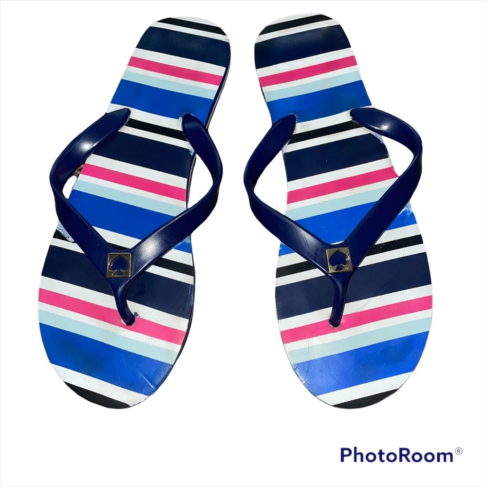 Kate Spade Striped Flip Flop Sandal Multi Color Sz 10